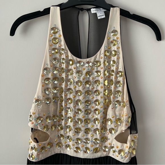 DVF Gidget Crystal Stud Long Dress - BLACK & CREAM - Picture 4 of 16